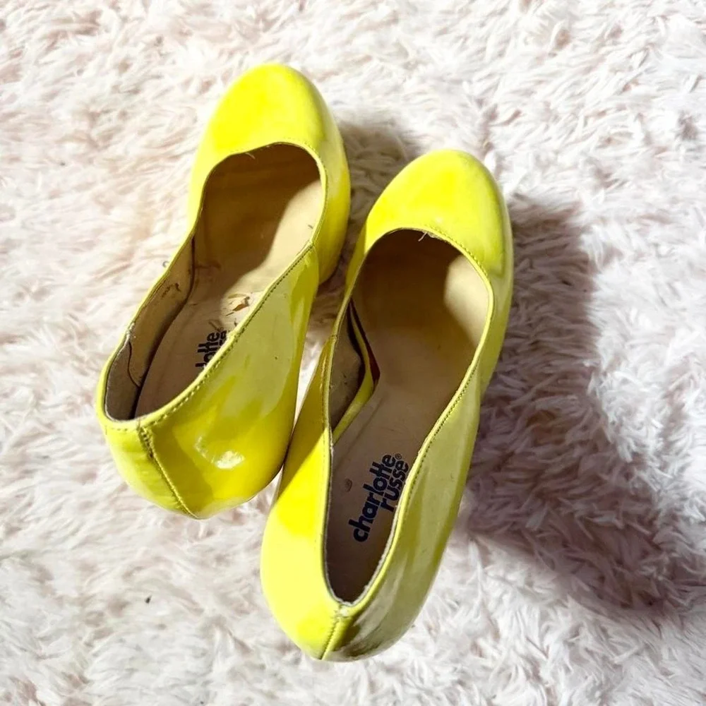 Y2K Yellow Vivid Platform Clubbing Heels Womens 7 Jersey Shore Trashy Snooki
